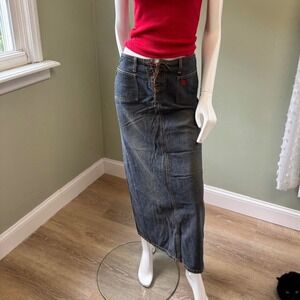 Y2K Bongo Let Me B. Denim Maxi Skirt